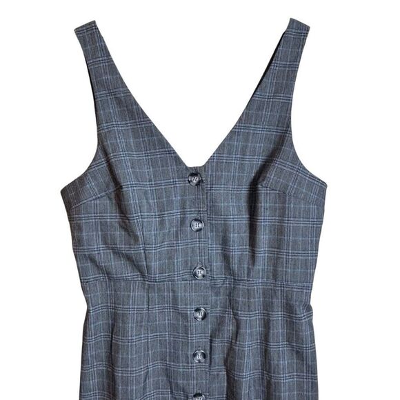 Show Me Your MuMu Arlette Academia Grey Plaid Button Front Mini Dress Sz. Medium - Picture 8 of 16
